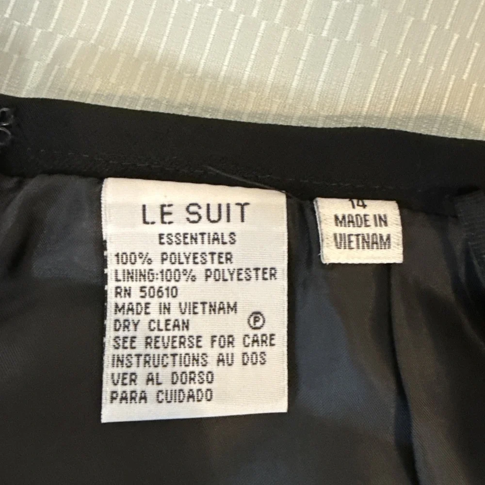 Le Suit Skirt Womens 14 Black Midi Lined Straight Pencil Office Career Casual